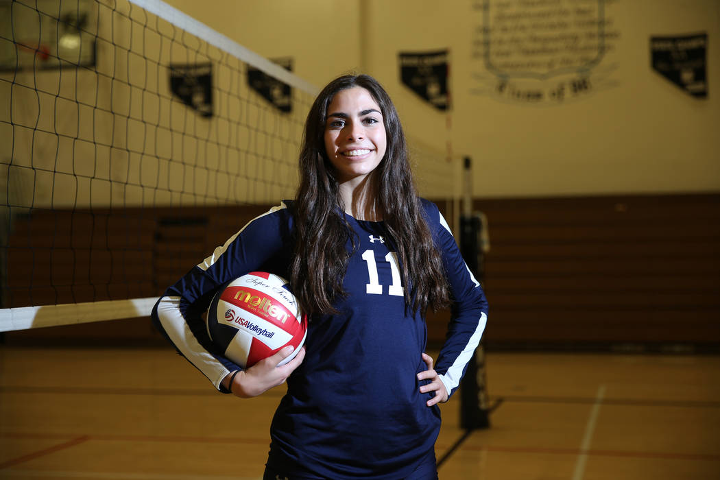 Dani Mason, 18, captain for The Meadows girl’s varsity volleyball team, poses for a po ...