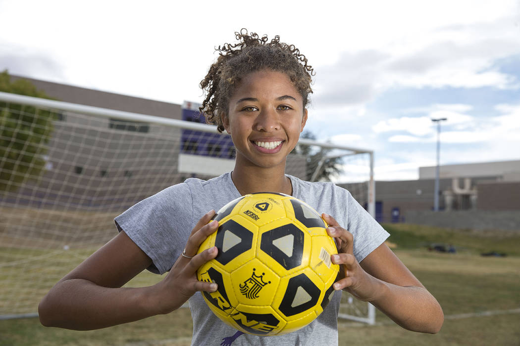 Durango senior soccer player Laila Loring poses before practice at Durango High School in La ...