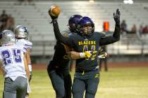 Durango’s Frankie Pelton (41), foreground, celebrates his touchdown with Jayden Nersin ...