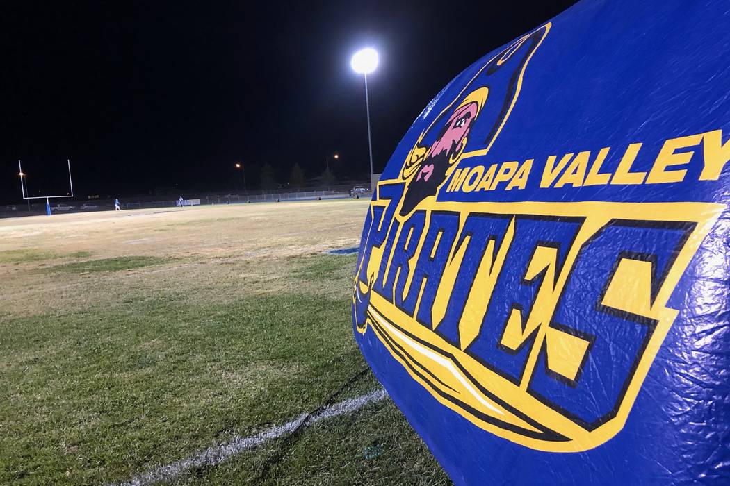Moapa Valley’s football field is seen before a Class 3A state quarterfinal game agains ...