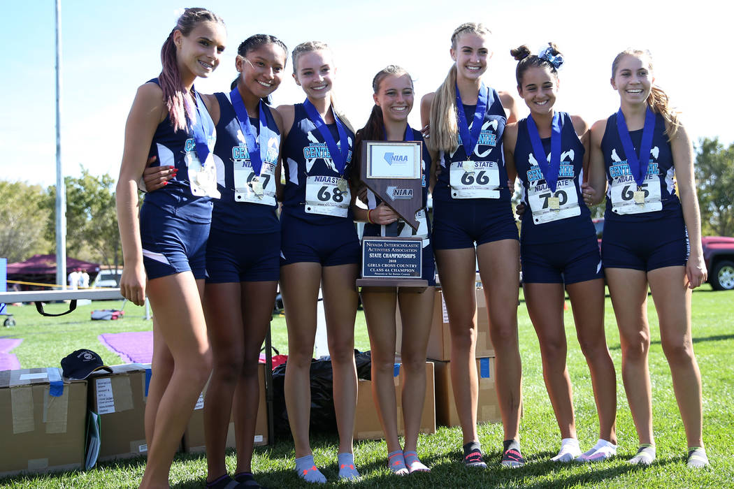 Centennial celebrate first team place in the NIAA 4A Girls Cross Country State Championship ...