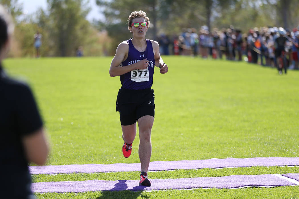 Spanish Springs’ Daniel Horner (377) runs for second place during the NIAA 4A Boys Cro ...
