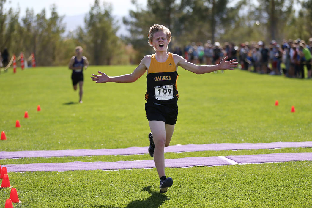 Matthew Gordon (199), a 16-year-old sophomore from Galena High School in Reno, runs for firs ...