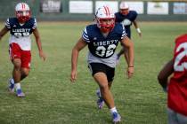 Liberty senior linebacker Kyle Beaudry, 32, during practice at the school in Las Vegas Wedne ...