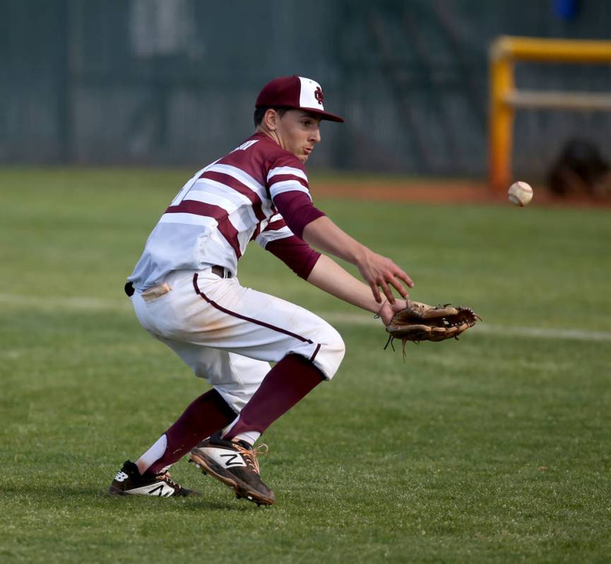 Cimarron-Memorial pitcher Elie Kligman (4) bobbles a Silverado bunt in the fourth inning of ...