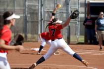 Coronado pitcher Ashley Ward (7) throws against Basic in the first inning of their softball ...