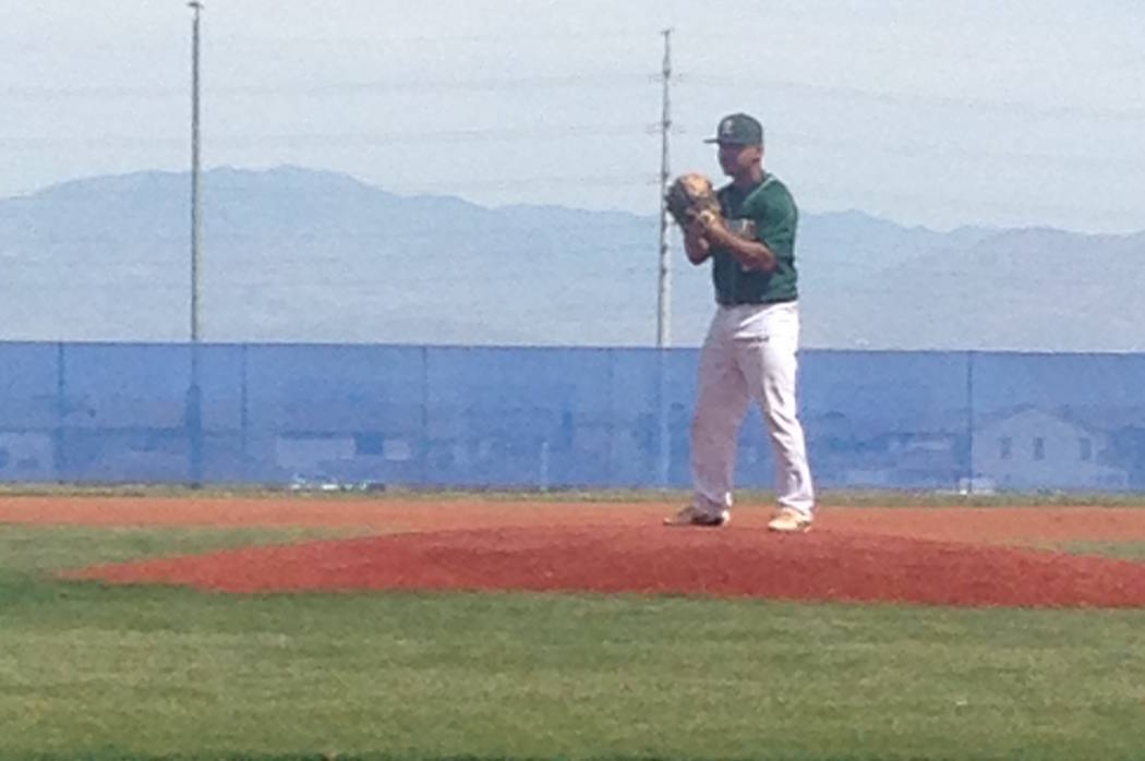 Rancho’s Raymond Minero prepares to deliver a pitch against Carson (California) in the ...