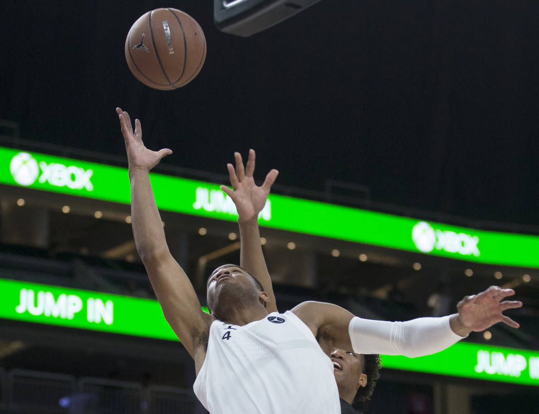 Cassius Stanley (4) grabs a rebound in the second half during the Jordan Brand Classic All-A ...