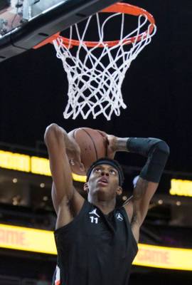 Alonzo Gaffney (11) goes up for a dunk in the first half during the Jordan Brand Classic All ...