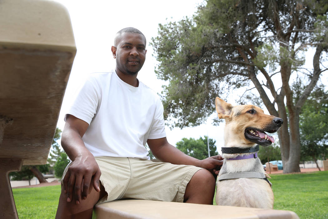 Military veteran Terrence Scott at Morell Park in Henderson, Thursday, May 16, 2019. Scott has ...