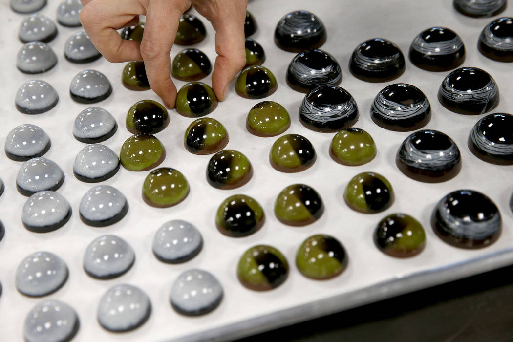 Student-created chocolates at Melissa Coppel's Las Vegas chocolate school Thursday, May 16, 201 ...