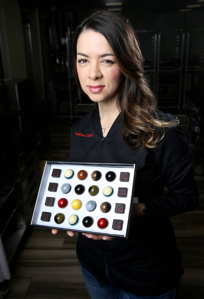 Melissa Coppel shows some of her creations at her Las Vegas chocolate school Friday, May 17, 20 ...