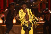 Lil Nas X performs "Old Town Road" at the BET Awards on Sunday, June 23, 2019, at the ...