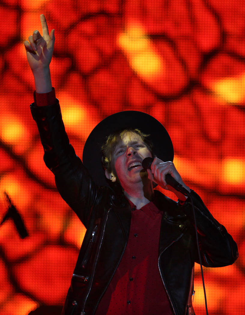 Rock artist Beck performs at the Corona Capital music festival, in Mexico City, Sunday, Oct. 12 ...