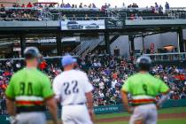 Fans watch as the Las Vegas Aviators compete against Round Rock Express while playing in " ...
