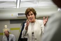 Sen. Jacky Rosen, D-Nev., speaks students and faculty members as she visits the UNLV School of ...