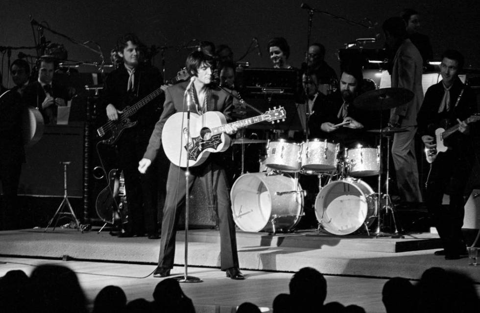 Elvis performs at the International July 31, 1969, in Las Vegas. (Terry Todd/Las Vegas News Bureau)