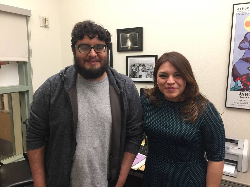 Rodrigo Vazquez, a student with the Latinx Voices of Southern Nevada after an interview with Ya ...