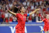 United States' Alex Morgan celebrates after scoring her side's second goal during the Women's W ...