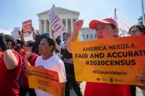 Demonstrators gather at the Supreme Court as the justices finish the term with key decisions on ...