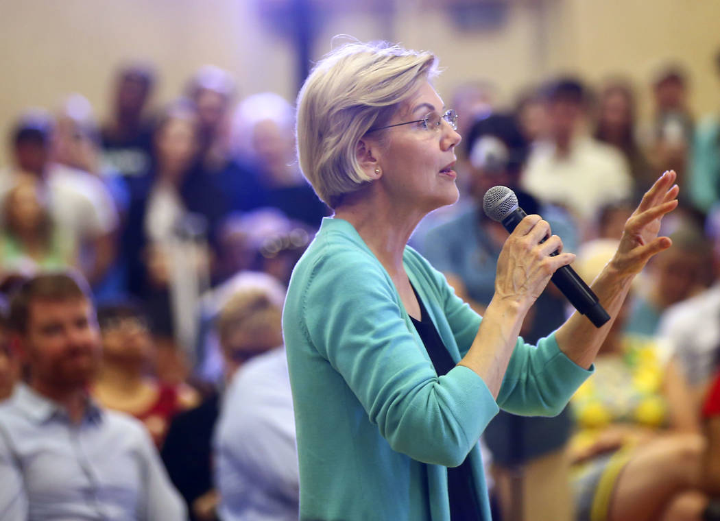 Democratic presidential candidate Sen. Elizabeth Warren, D-Mass., speaks during a campaign rall ...