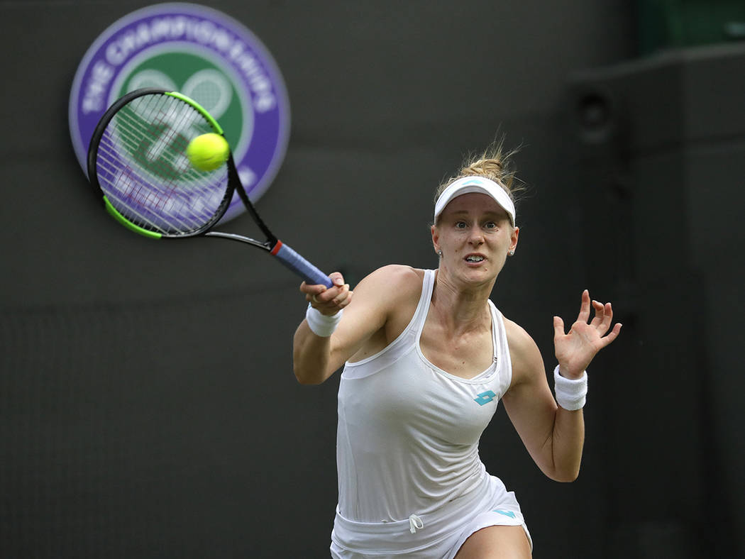United States' Alison Riske returns to Croatia's Donna Vekic in a Women's singles match during ...