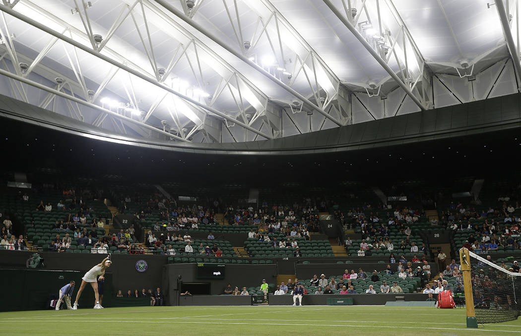 The roof on Court number one is closed for the Women's singles match between United States' Ali ...