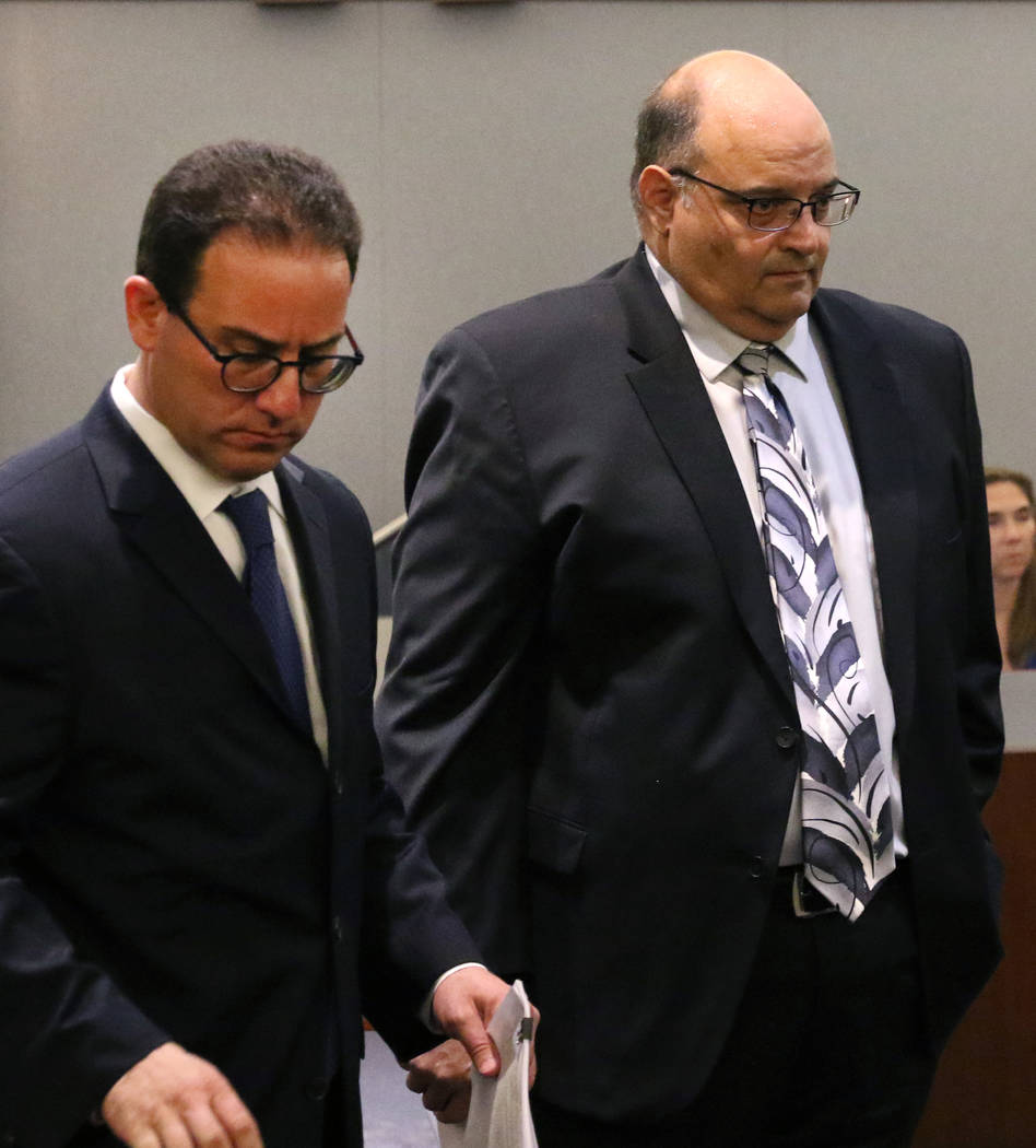 Michael Paglia, right, and his attorney Richard Schonfeld prepare to leave the courtroom at the ...