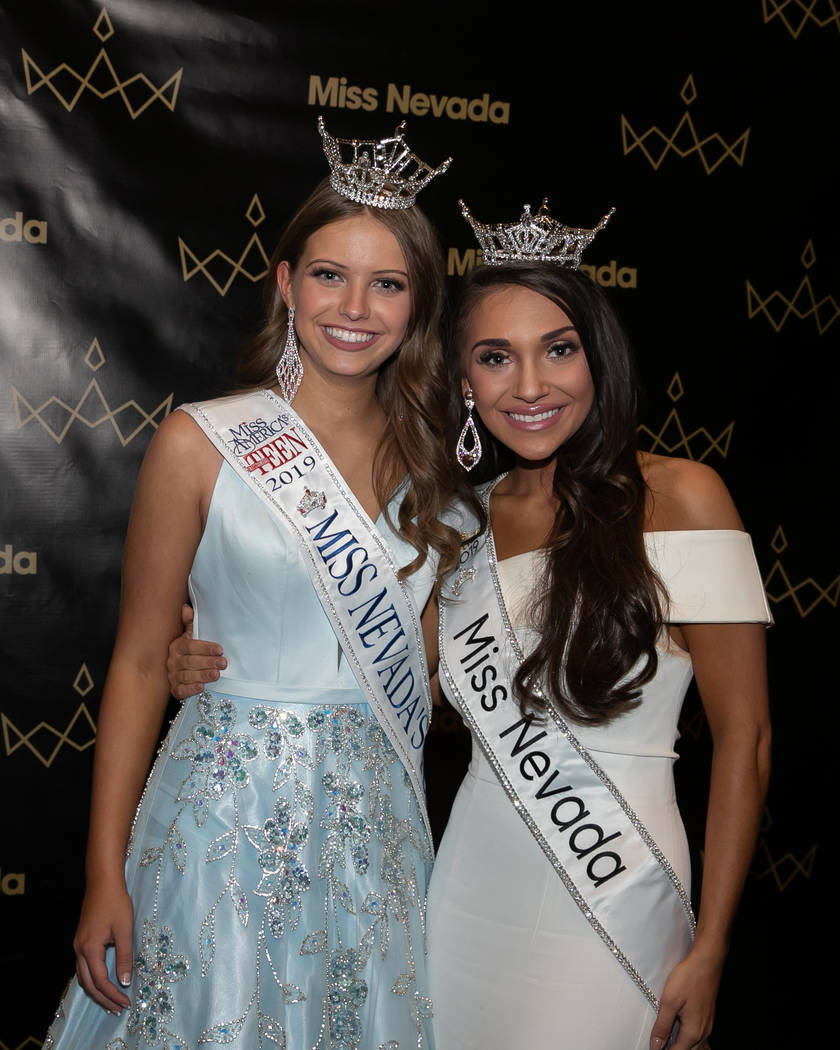 Miss Nevada Outstanding Teen Molly Martin with Miss Nevada Nasya Mancini at International Theat ...