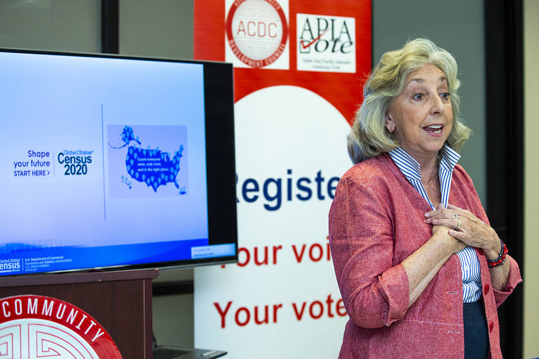 Rep. Dina Titus speaks to volunteers during an Asian Community Development Council sponsored se ...