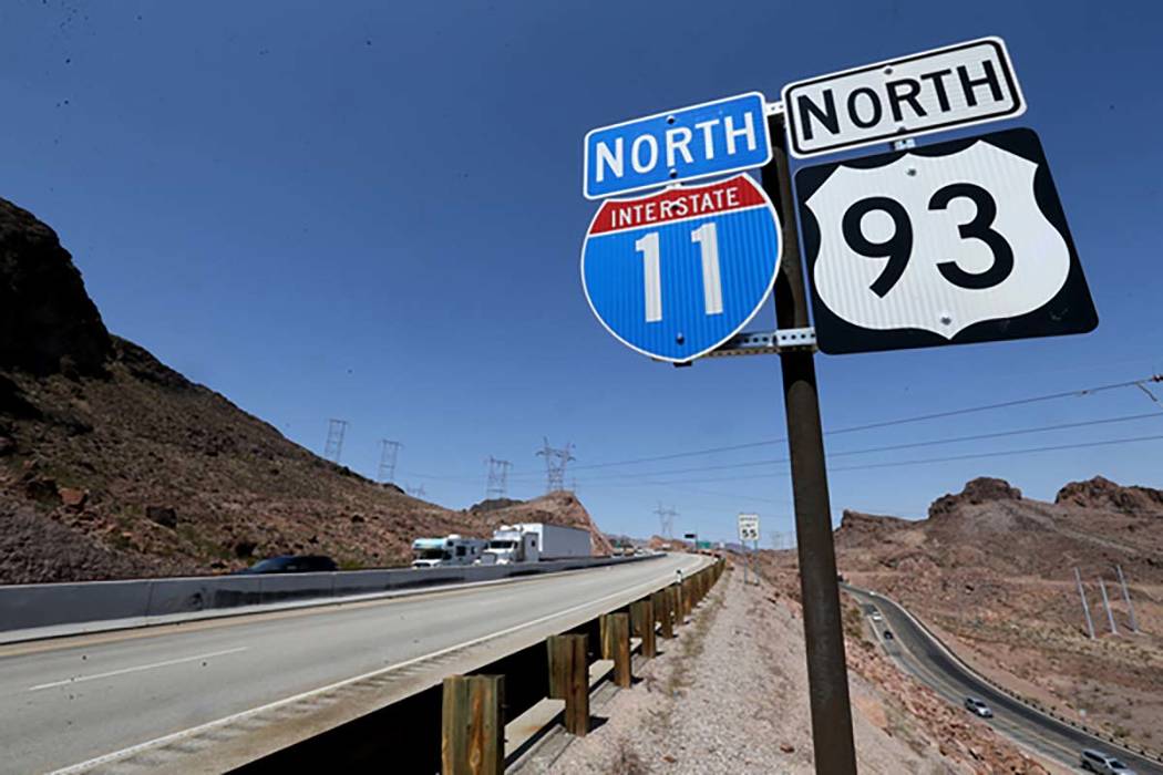 Interstate 11 near the Hoover Dam Bypass Bridge Friday, Aug. 3, 2018. K.M. Cannon Las Vegas Rev ...