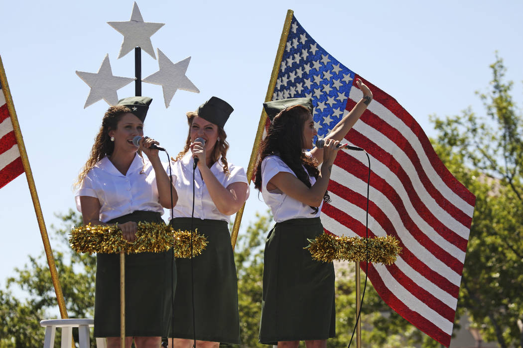 Performers sing during the 25th annual Summerlin Council Patriotic Parade on July 4, 2019 in La ...