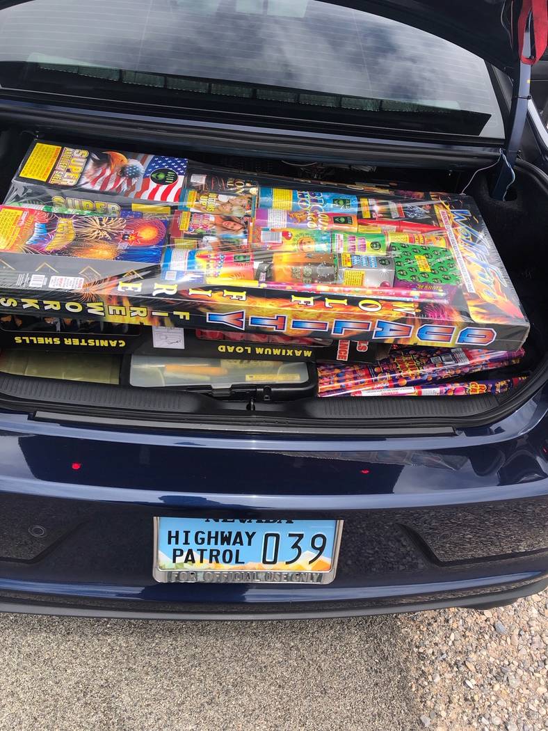 Nevada Highway Patrol confiscated nearly $5,000 in fireworks Wednesday, July 3, 2019. (NHP)