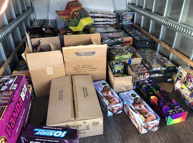 Nevada Highway Patrol confiscated nearly $5,000 in fireworks Wednesday, July 3, 2019. (NHP)