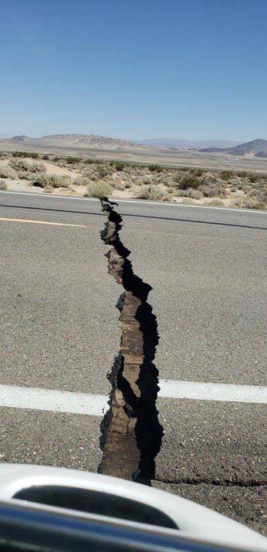 State Route 178 between Ridgecrest and Inyokern, California, was damaged during a 6.4-magnitude ...
