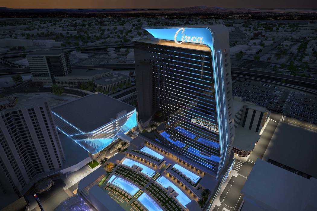 Rendering of Circa, a casino-hotel resort being built in downtown Las Vegas by Derek and Greg ...