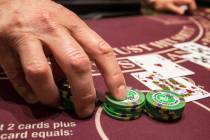 Blackjack is dealt at the MGM Grand hotel-casino on Thursday, April 19, 2018, in Las Vegas. (Be ...