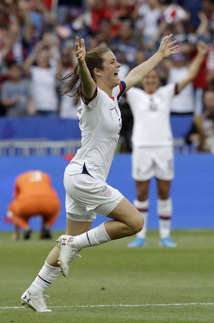 United States' Kelley O Hara celebrates after winning the Women's World Cup final soccer match ...