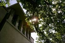 FILE - This Sept. 27, 2005, file photo, shows an an exterior view of Frank Lloyd Wright's Unity ...