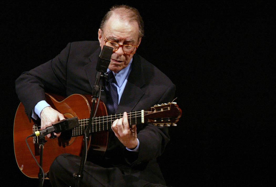 FILE - In this June 18, 2004 file photo, Brazilian composer Joao Gilberto performs at Carnegie ...
