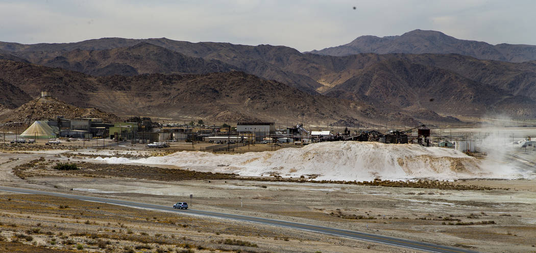 The Searles Valley Minerals Westend plant is seen in Trona, Calif., Sunday, July 7, 2019. (L.E ...