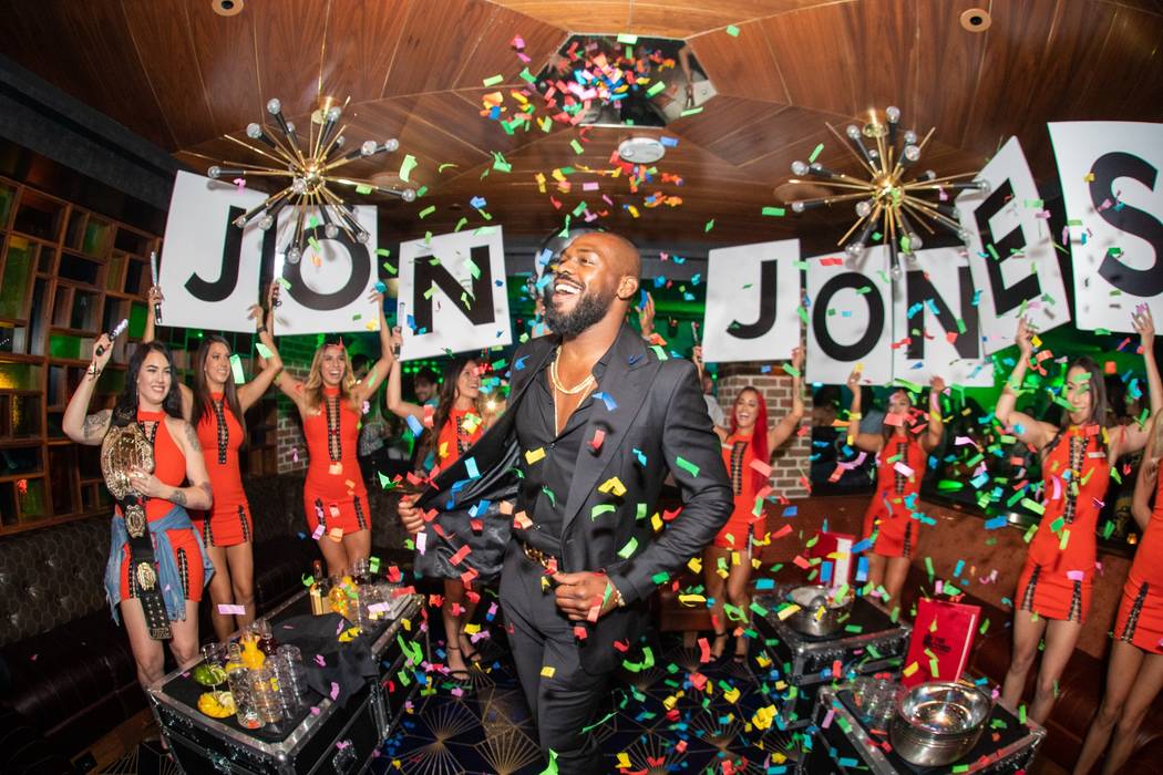 UFC champ Jon Jones (middle) is feted at On The Record at Park MGM on Saturday, July 7, 2019. ( ...