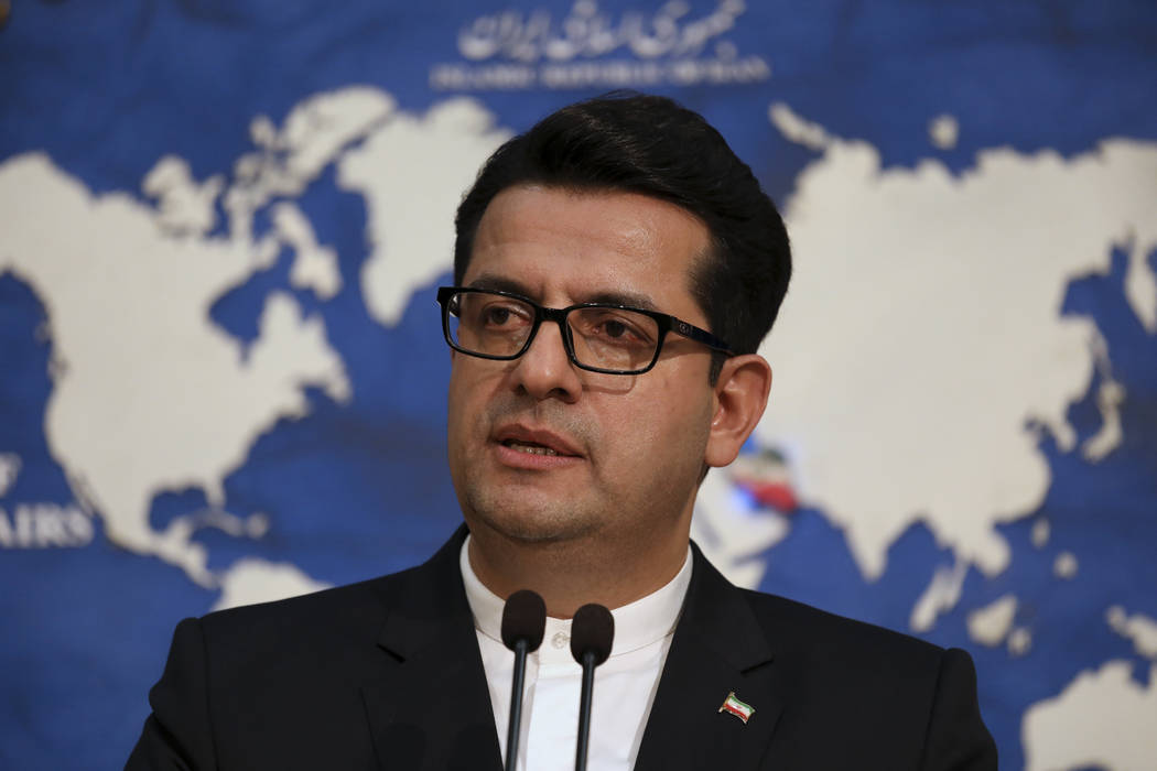 In this May 28, 2019 photo, Iran's Foreign Ministry spokesman Abbas Mousavi speaks at a press c ...