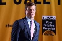 Democratic presidential candidate Rep. Eric Swalwell, D-Calif., speaks at the Poor People's Mor ...