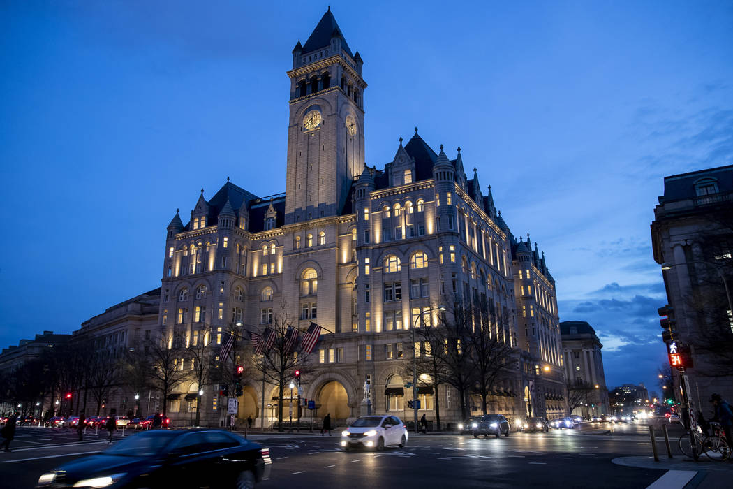 FILE - In this Jan. 23, 2019, file photo, the Trump International Hotel near sunset in Washingt ...