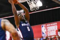 Denver Nuggets' Jae'sean Tate (6) goes to the basket against the Boston Celtics during the firs ...