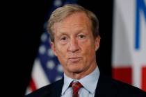 In a Jan. 9, 2019, file photo, billionaire investor and Democratic activist Tom Steyer speaks d ...