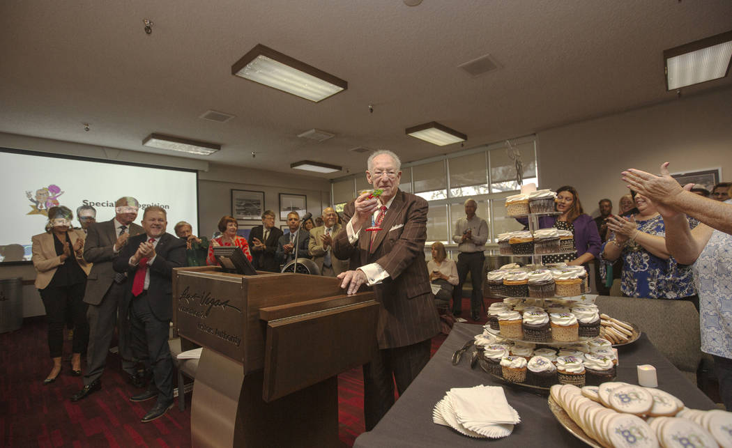 Former Las Vegas Mayor Oscar Goodman celebrates his 80th birthday at the Las Vegas Convention C ...