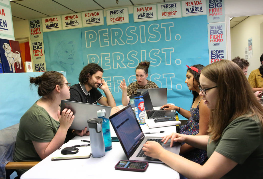 Democratic presidential candidate Sen. Elizabeth Warren's, D-Mass, Nevada campaign staff, inclu ...