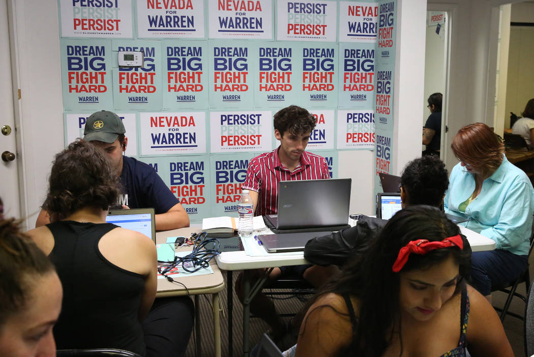 Democratic presidential candidate Sen. Elizabeth Warren's, D-Mass, Nevada campaign staff, inclu ...